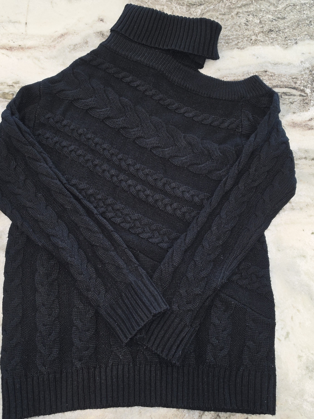 DAVI & DANI Black Cable Turtleneck Sweater